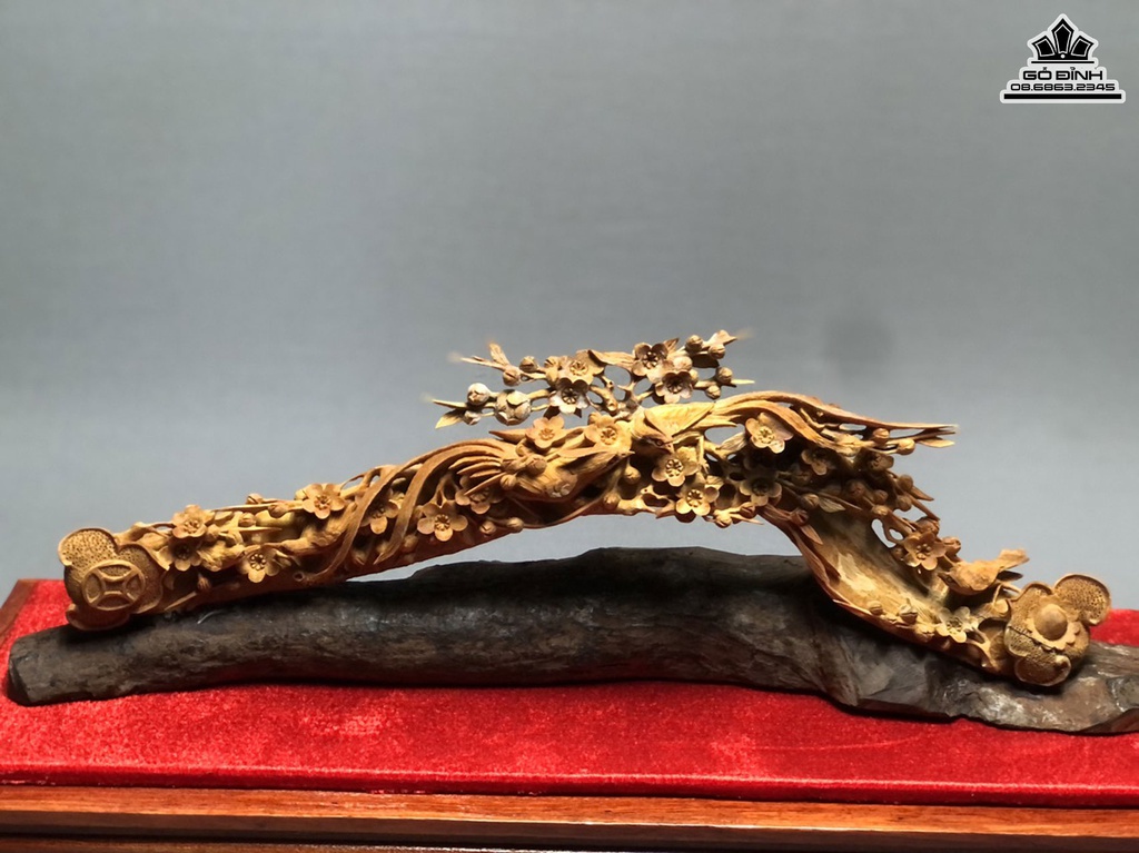 Gậy Như Ý Mai Điểu Gỗ Hoàng Đàn Cao 16.5 Ngang 44.5 Sâu 4.5(cm) 2