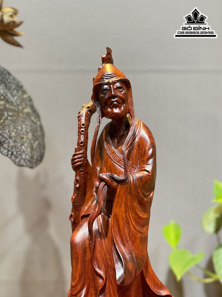 Tượng Trường Mi Gỗ Trắc Cao 41 Ngang 22 Sâu 16 (cm) 0