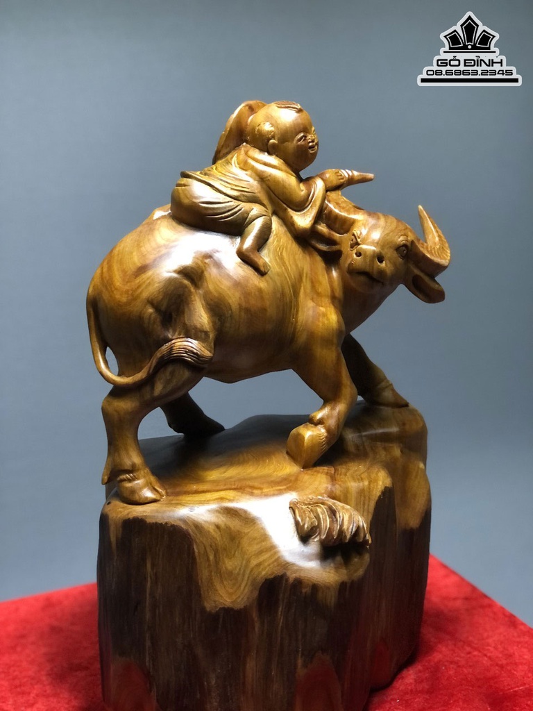 Tượng Tiểu Đồng Chăn Trâu Gỗ Ngọc Am Cao 43 Ngang 27 Sâu 23(cm) 0