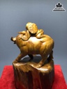 Tượng Tiểu Đồng Chăn Trâu Gỗ Ngọc Am Cao 43 Ngang 27 Sâu 23(cm) 2