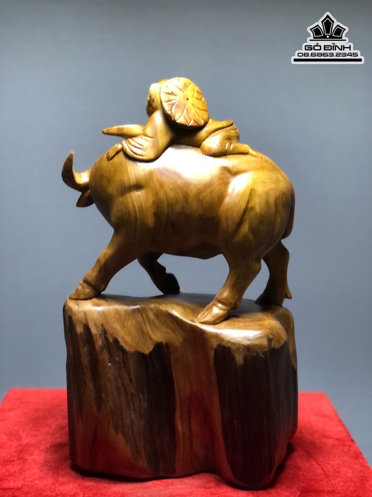 Tượng Tiểu Đồng Chăn Trâu Gỗ Ngọc Am Cao 43 Ngang 27 Sâu 23(cm) 5