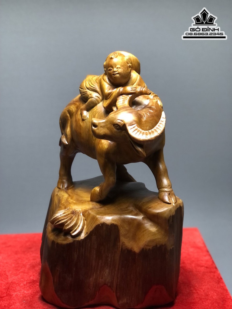 Tượng Tiểu Đồng Chăn Trâu Gỗ Ngọc Am Cao 43 Ngang 27 Sâu 23(cm) 6