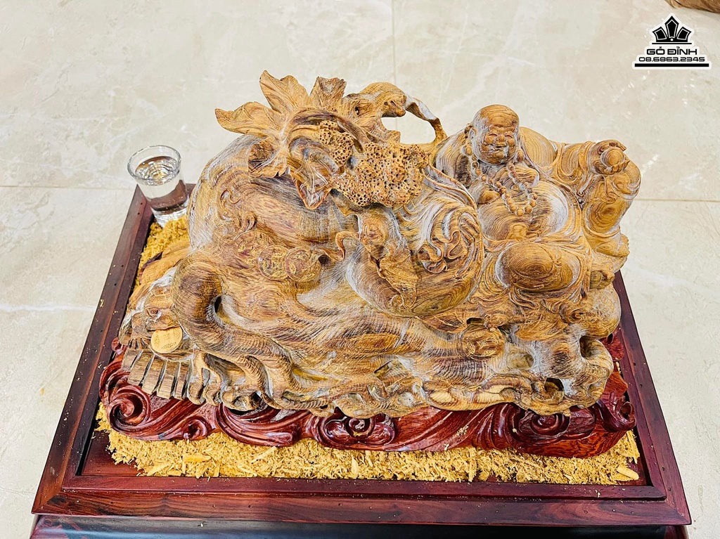 Tượng Phật Di Lặc Ngũ Phúc Ngồi Sâm Gỗ Hoàng Đàn Cao  23 Ngang 36 Sâu 18 (cm) 0