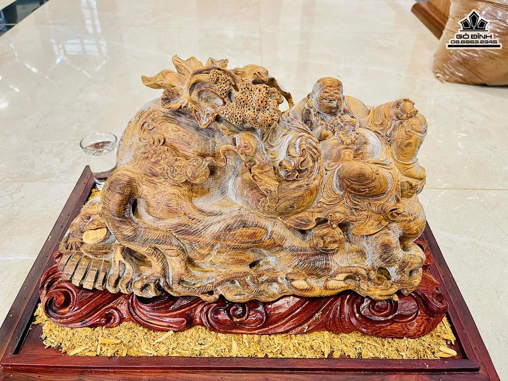 Tượng Phật Di Lặc Ngũ Phúc Ngồi Sâm Gỗ Hoàng Đàn Cao  23 Ngang 36 Sâu 18 (cm) 2