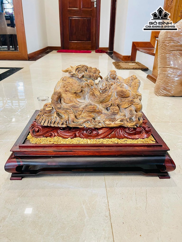 Tượng Phật Di Lặc Ngũ Phúc Ngồi Sâm Gỗ Hoàng Đàn Cao  23 Ngang 36 Sâu 18 (cm) 5