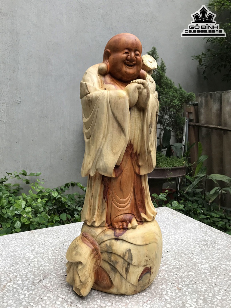 Tượng Di Lặc Chúc Phúc Gõ Hương Cao 66 Ngang 26 Sâu 22 (cm) 1