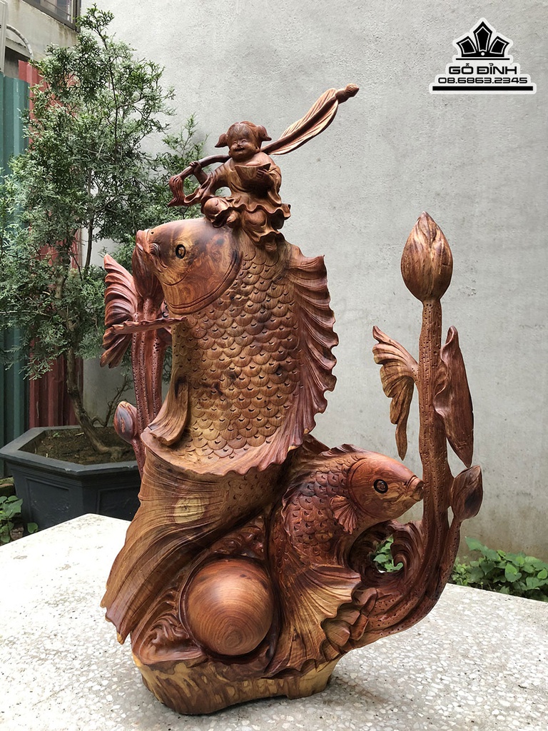 Tượng Cá Gỗ Hương Cao 70 Ngang 58 Sâu 26 (cm) 1