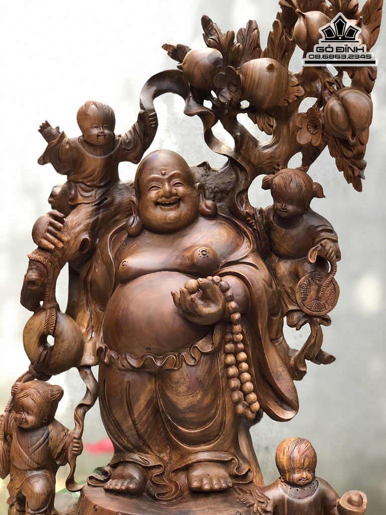 Tượng Phật Di Lặc Gỗ Bách Xanh Cao 82 Ngang 38 Sâu 23 (cm) 2