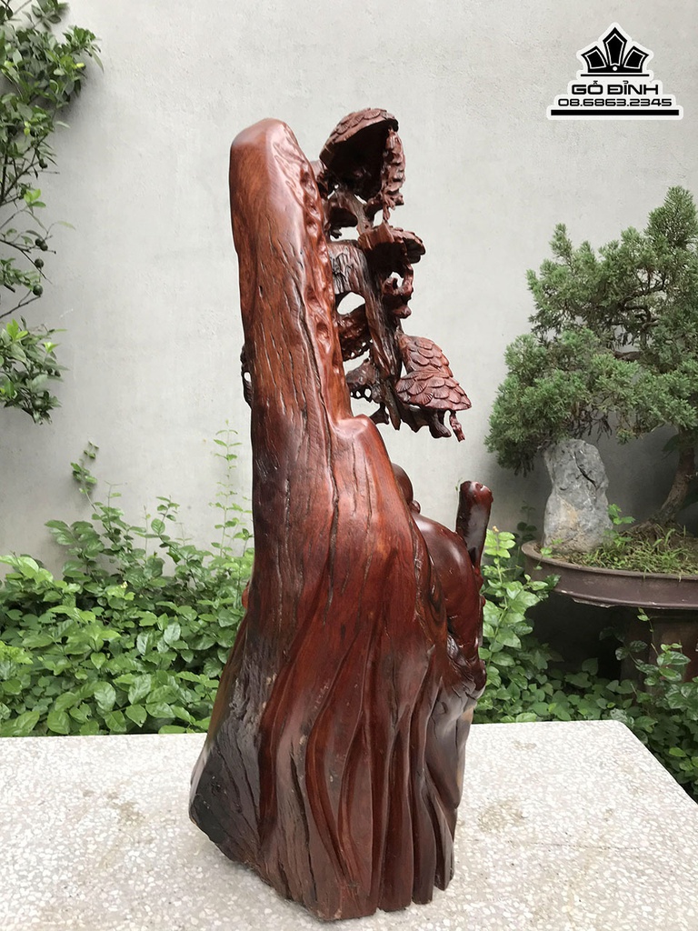 Tượng Di Lặc Gỗ Hương Liền Khối Cao 96 Ngang 38 Sâu 34 (cm) 3