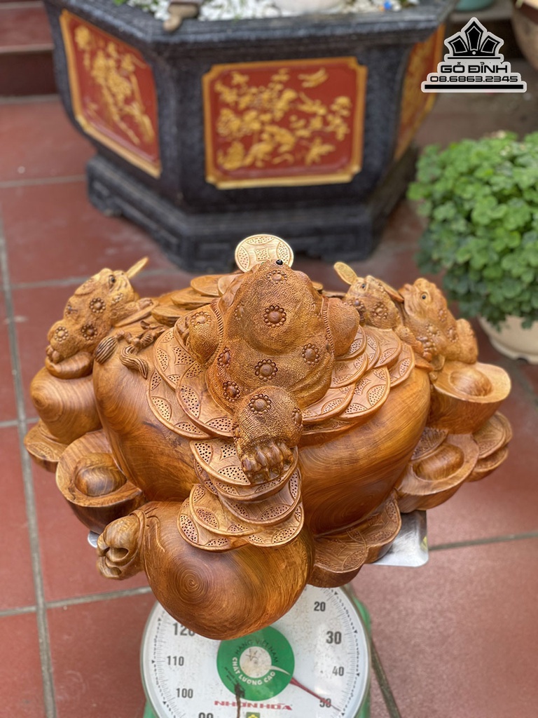 Tượng Cóc(Ngũ Cóc)Chấn Chum Gỗ Hương Việt Cao 42 Ngang 76 Sâu 70 (cm)7