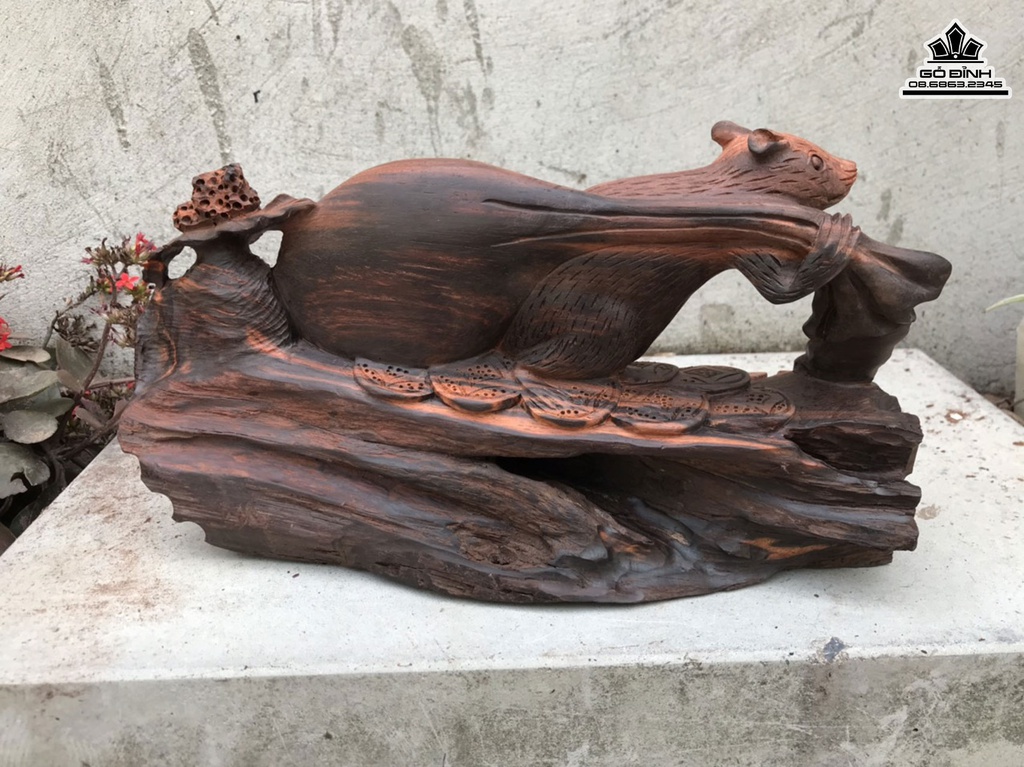 Chuột Keo Bao Tiền Gỗ Trắc Cao 17 Ngang 32 Sâu 9 (cm) 0