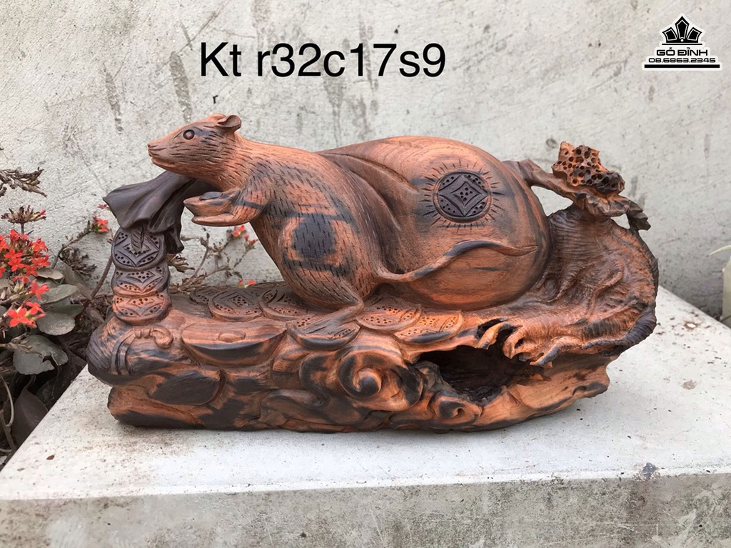 Chuột Keo Bao Tiền Gỗ Trắc Cao 17 Ngang 32 Sâu 9 (cm) 1