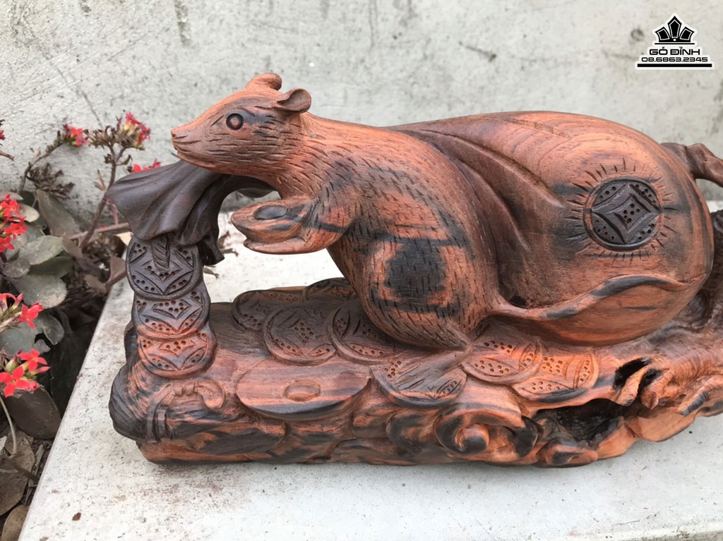 Chuột Keo Bao Tiền Gỗ Trắc Cao 17 Ngang 32 Sâu 9 (cm) 3