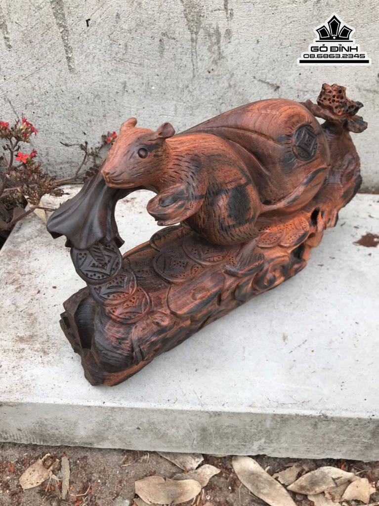 Chuột Keo Bao Tiền Gỗ Trắc Cao 17 Ngang 32 Sâu 9 (cm)4