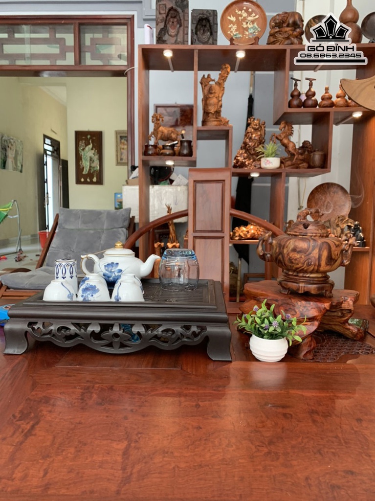 Lư Xông Trầm Gỗ Sưa Cao 12 Ngang 19 Sâu 13 (cm) 2