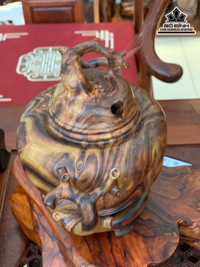 Lư Xông Trầm Gỗ Sưa Cao 12 Ngang 19 Sâu 13 (cm) 6