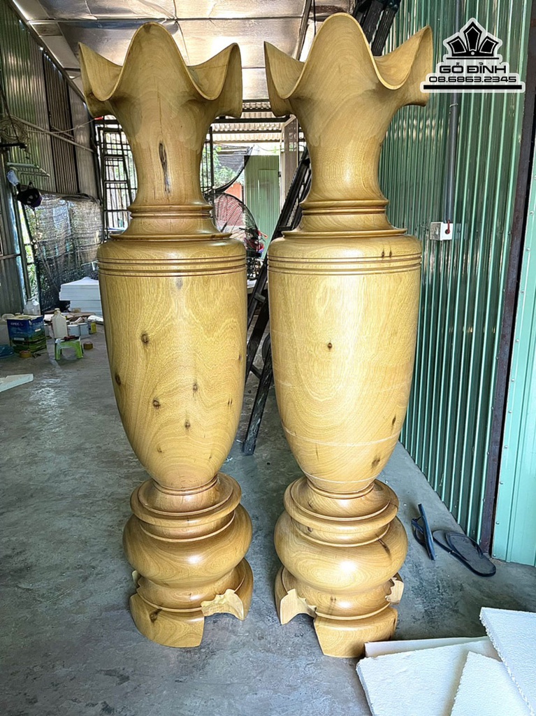 Cặp Lục Bình Gỗ Mít Cao 160 Đường Kính 40.5 (cm) 0