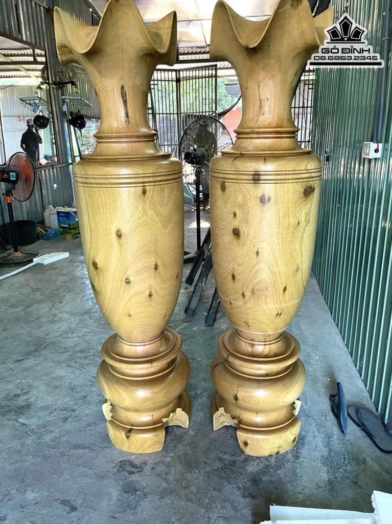 Cặp Lục Bình Gỗ Mít Cao 160 Đường Kính 40.5 (cm) 1