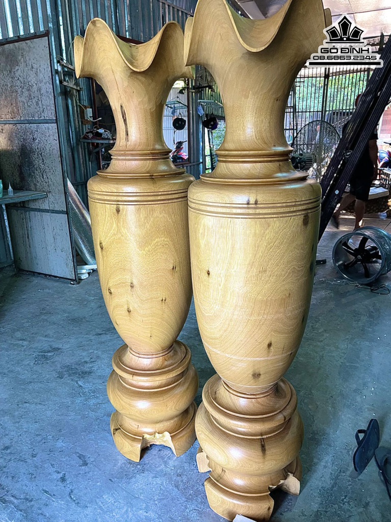 Cặp Lục Bình Gỗ Mít Cao 160 Đường Kính 40.5 (cm) 2