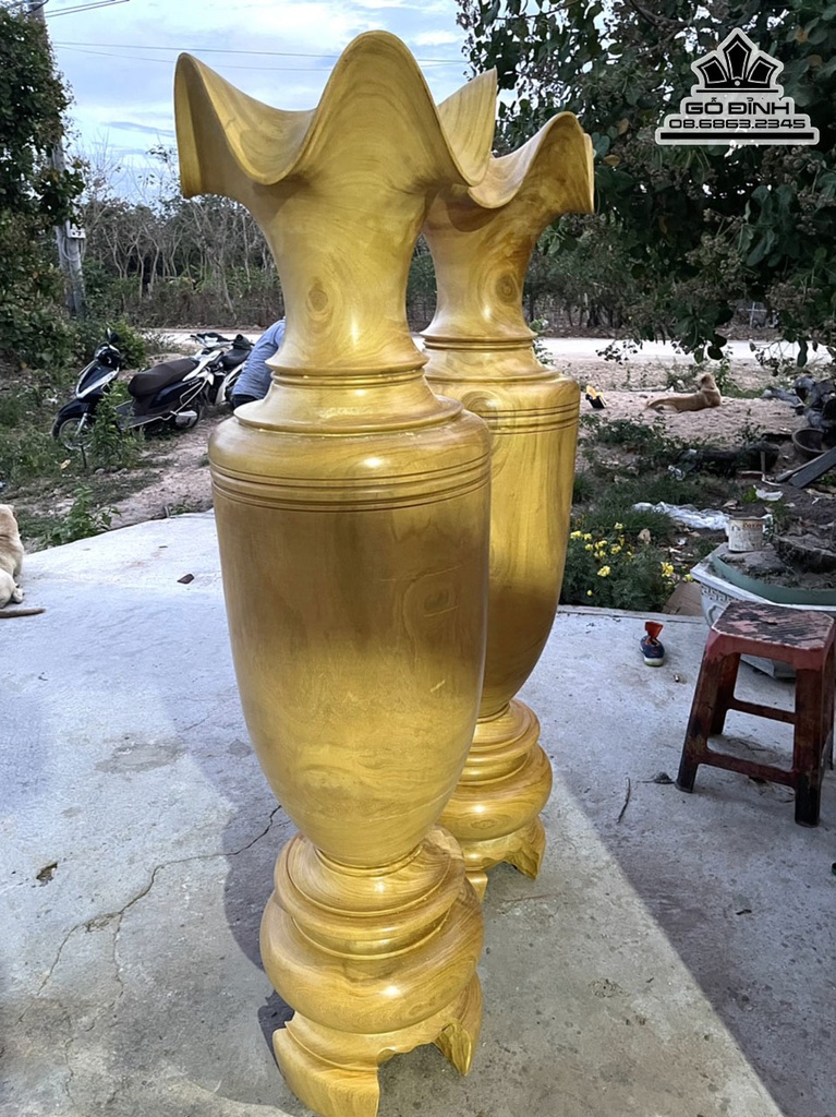 Cặp Lục Bình Gỗ Mít Cao 158 Đường Kính 41 (cm) 0