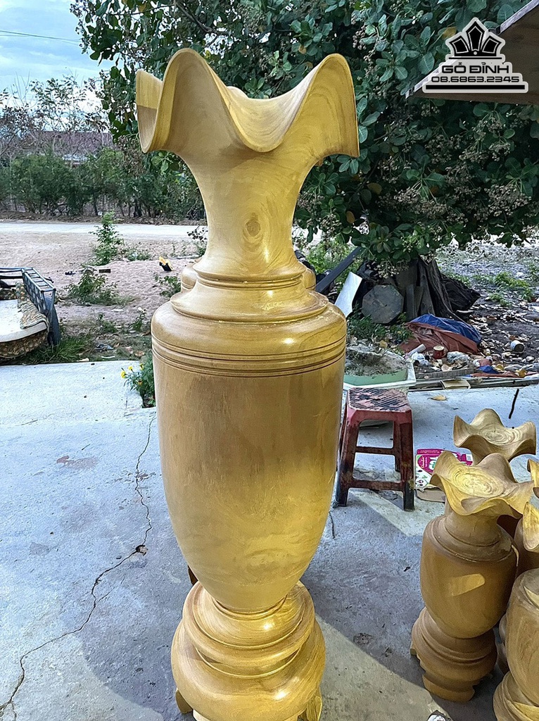Cặp Lục Bình Gỗ Mít Cao 158 Đường Kính 41 (cm) 1