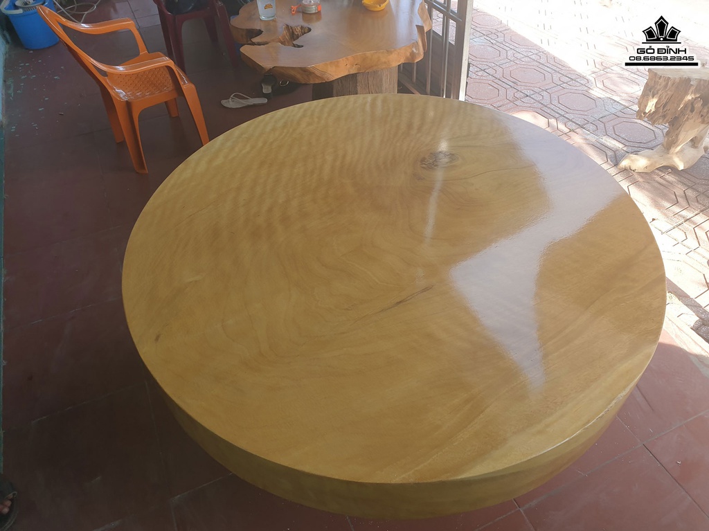 Bộ Bàn Ghế Bàn Tròn Gỗ Phay Cao 77 Đừng Kính  123 Dày 17 (cm) 1