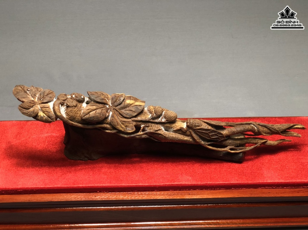 Tượng Kim Thiền Ngự Sâm Gỗ Hoàng Đàn Cao 12.5 Ngang 44 Sâu 5 (cm) 3