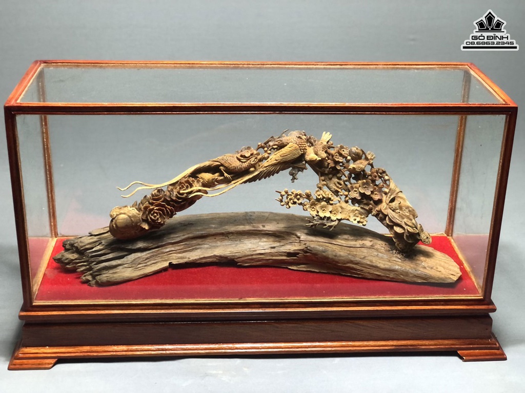 Cầu Như Ý Mai Điểu Gỗ Hoàng Đàn Cao 17 Ngang 40 Sâu 8 (cm) 1