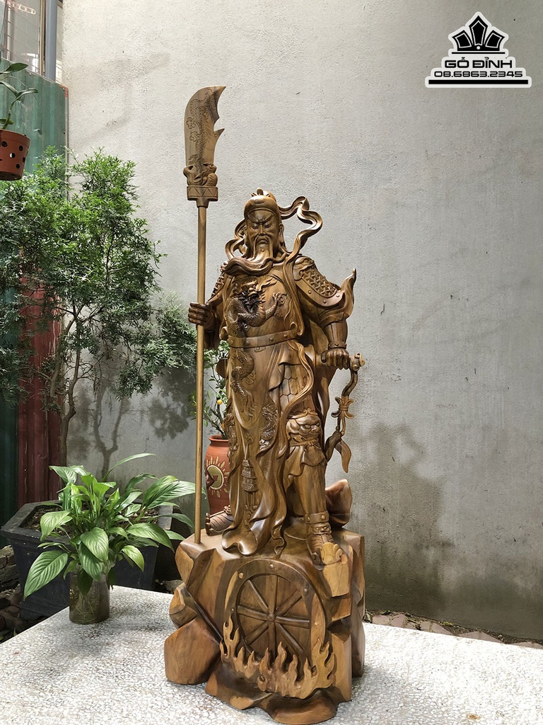 Tượng Quan Công Gỗ Bách Xanh Cao 102 Ngang 40 Sâu 30 (cm) 1