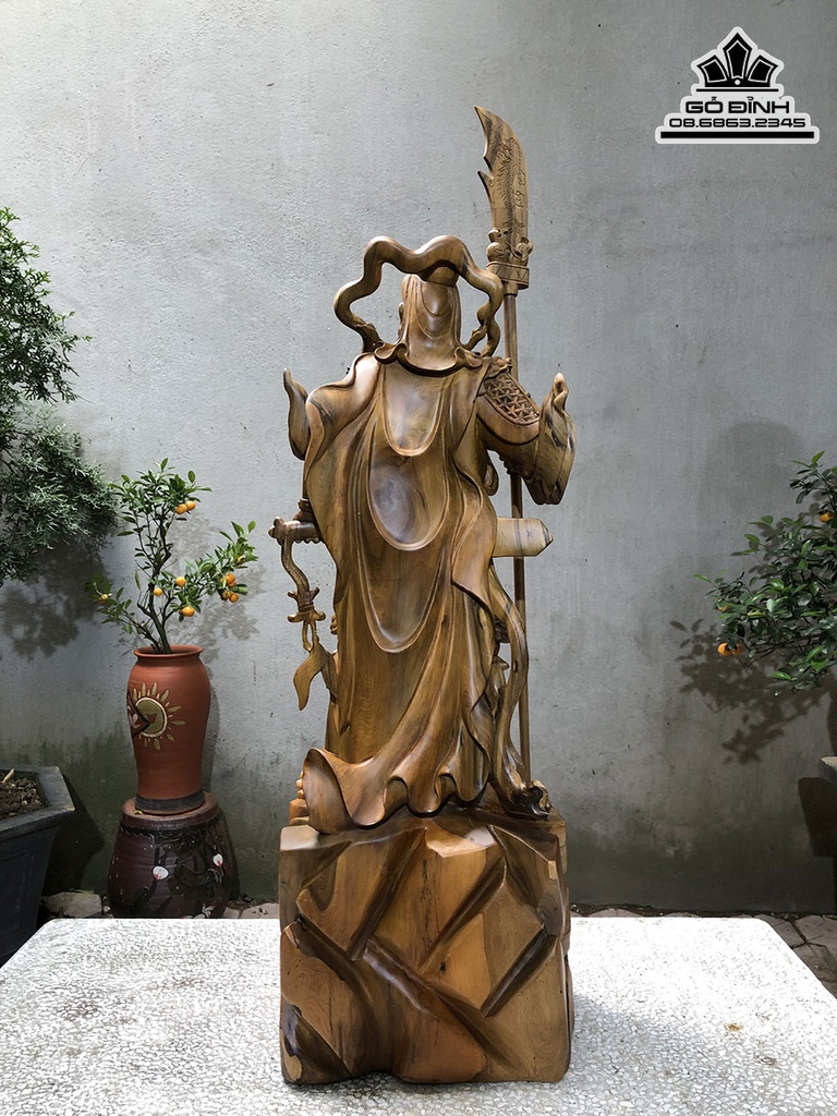 Tượng Quan Công Gỗ Bách Xanh Cao 102 Ngang 40 Sâu 30 (cm) 2