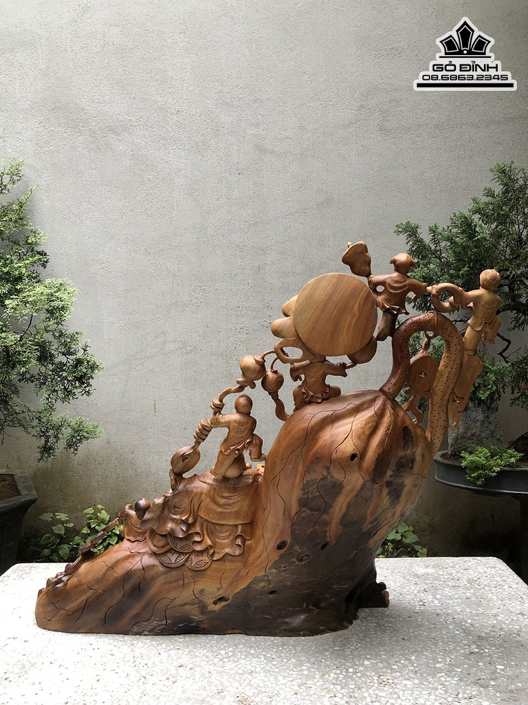 Tượng Phật Di Lặc Ngũ Phúc Gỗ Xá Xị Cao 73 Ngang 86 Sâu 30 (cm) 1