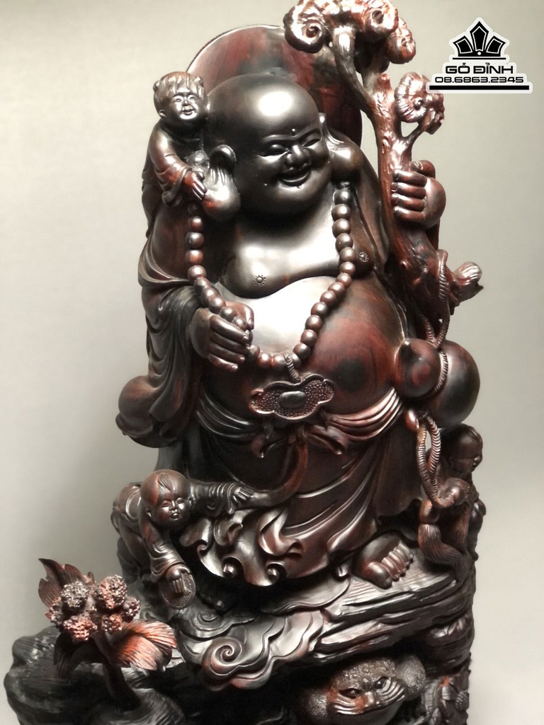 Tượng Phật Di Lặc Tam Phúc Gỗ Trắc Cao 67 Ngang 36 Sâu 24 (cm) 1