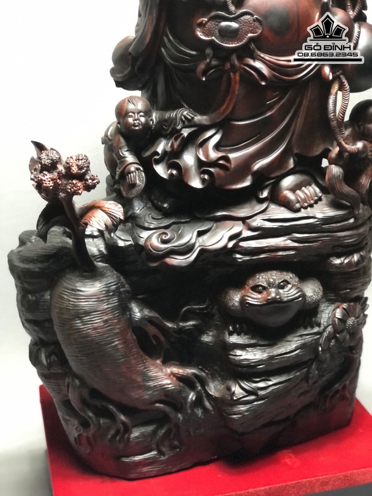 Tượng Phật Di Lặc Tam Phúc Gỗ Trắc Cao 67 Ngang 36 Sâu 24 (cm) 5