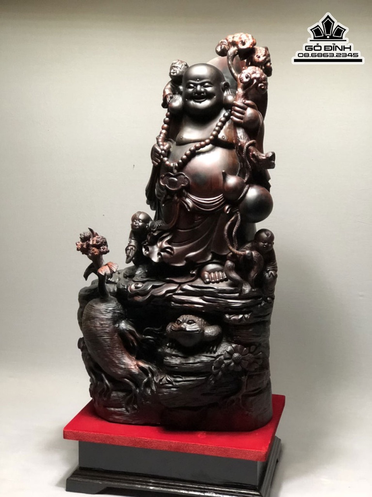 Tượng Phật Di Lặc Tam Phúc Gỗ Trắc Cao 67 Ngang 36 Sâu 24 (cm) 7