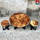 Bộ Bàn Trà 2 Ghế Gỗ Me Tây Đường Kính 80 (cm)0