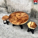 Bộ Bàn Trà 2 Ghế Gỗ Me Tây Đường Kính 80 (cm)1