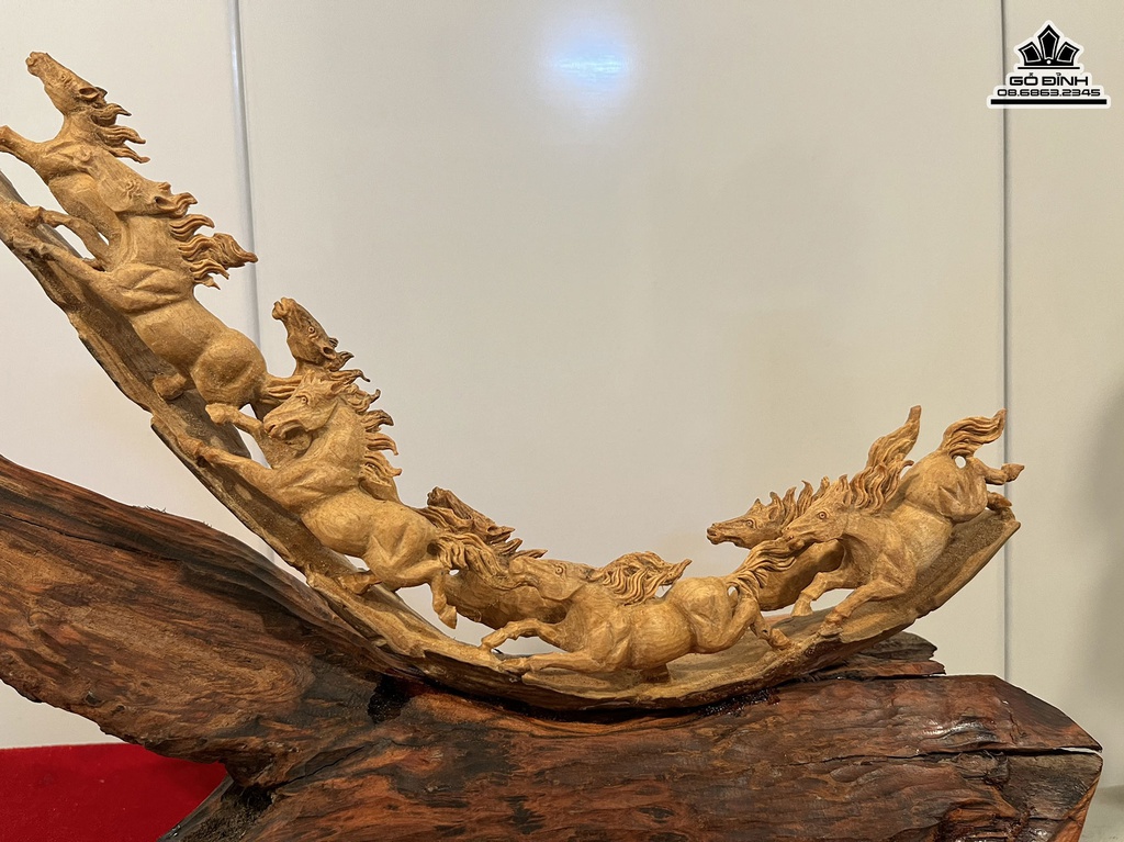 Tượng Ngựa (Bát Mã) Gỗ Hoàng Đàn Cao 38 Ngang 22 Sâu 12 (cm) 6