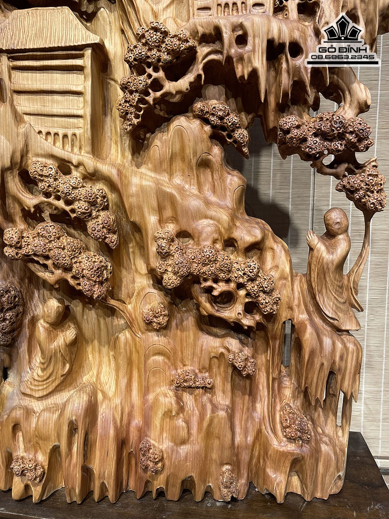 Tượng Nhất Tâm Bái Phật Gỗ Ngọc Am Liền Khối Cao 118 Ngang 52 Sâu 24 Cả Kỷ 148 (cm) 0