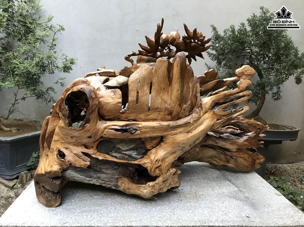 Tượng Ông Thọ Gỗ Bách Xanh Cao 76 Ngang 122 Sâu 65 (cm) 0