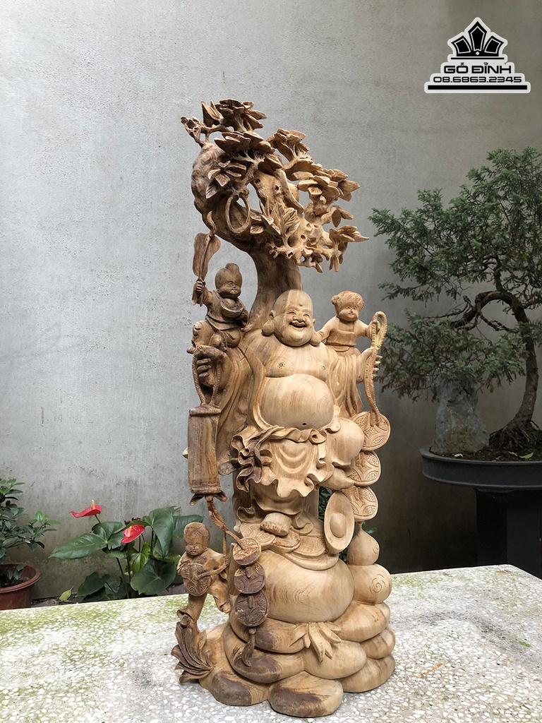 Tượng Phật Di Lặc Tam Phúc Gỗ Ngọc Am Cao 82 Ngang  30 Sâu 20 (cm) 0