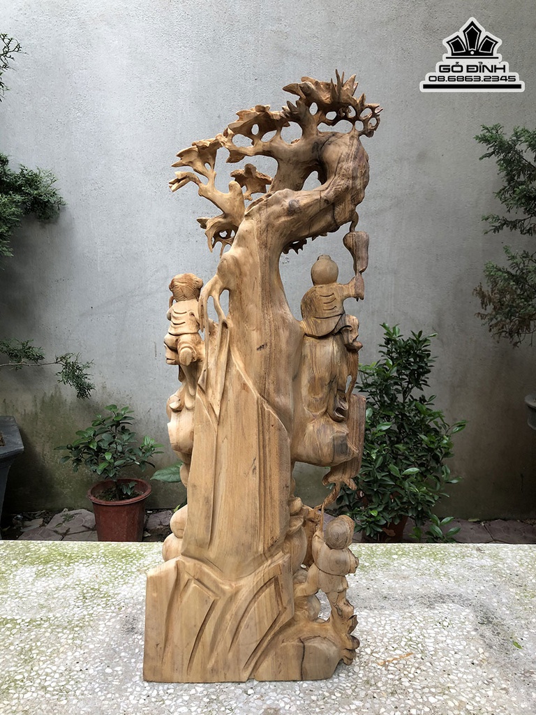 Tượng Phật Di Lặc Tam Phúc Gỗ Ngọc Am Cao 82 Ngang  30 Sâu 20 (cm) 1