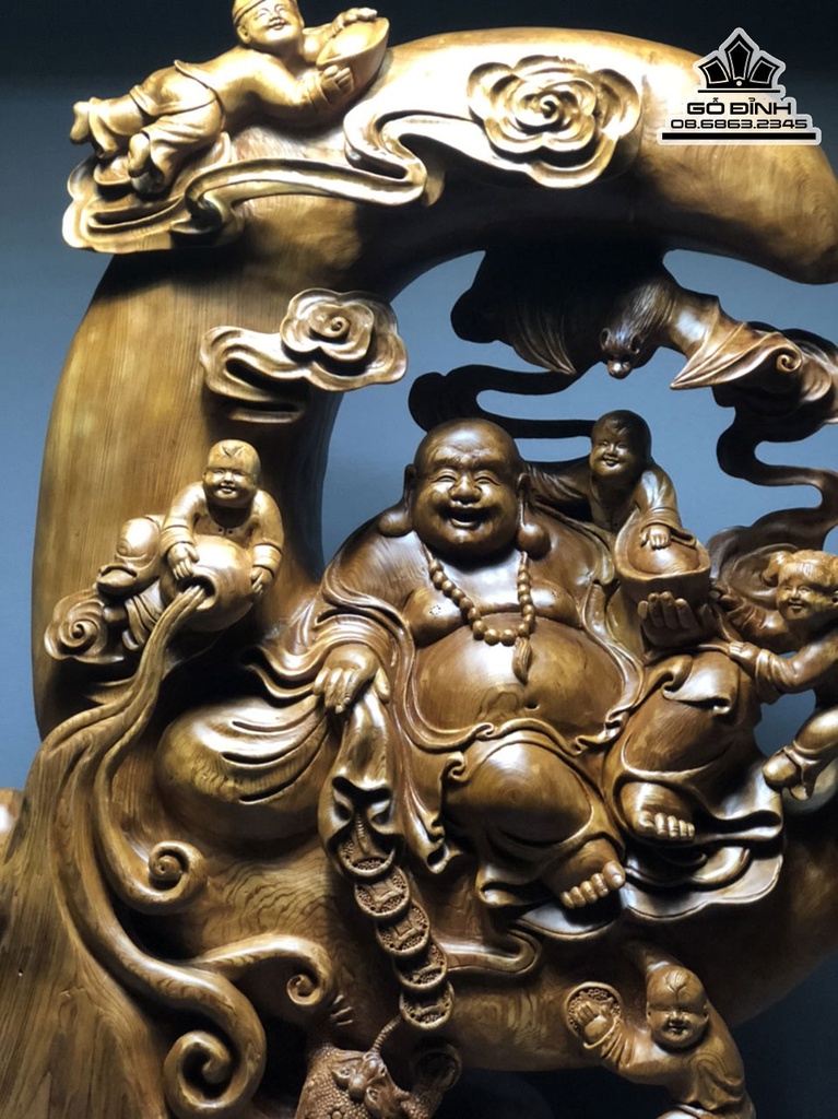 Tượng Phật Di  Lặc Ngũ Phúc Ngự Cung Trăng Cao 99 Ngang 60 Sâu 24 (cm) 2