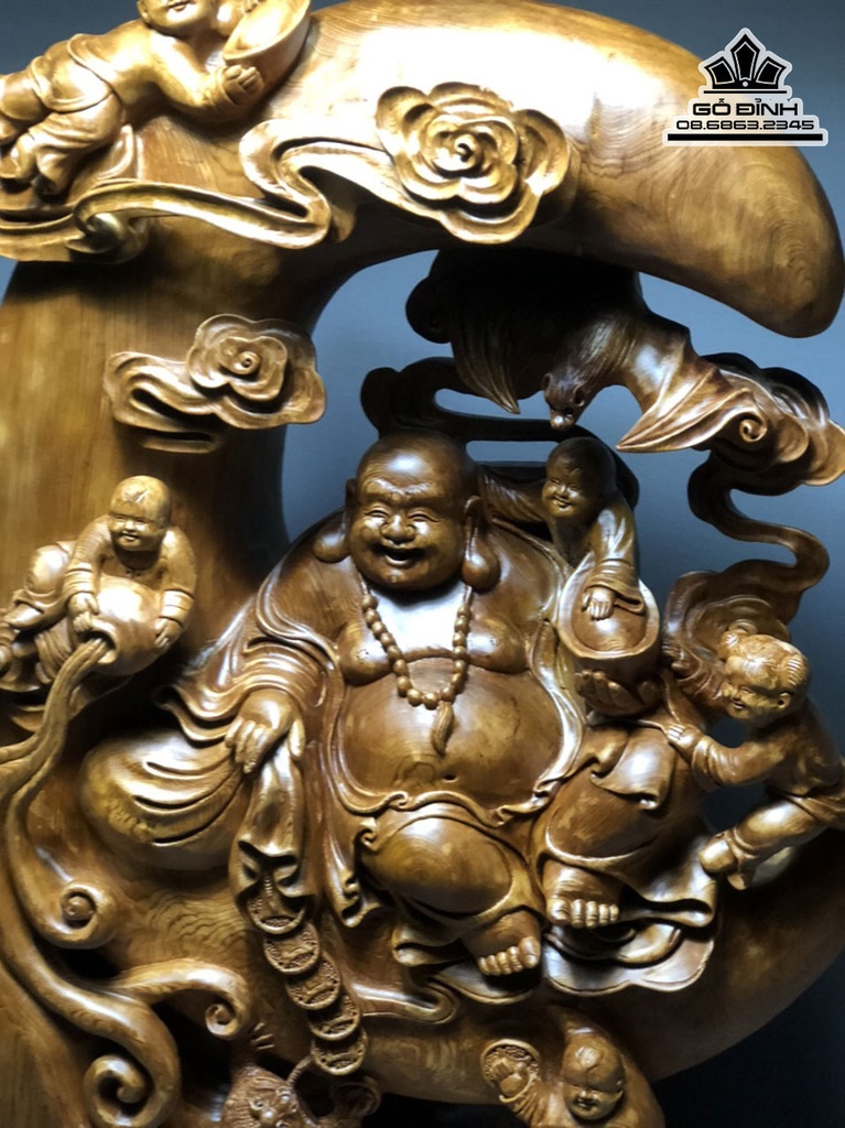 Tượng Phật Di  Lặc Ngũ Phúc Ngự Cung Trăng Cao 99 Ngang 60 Sâu 24 (cm) 3