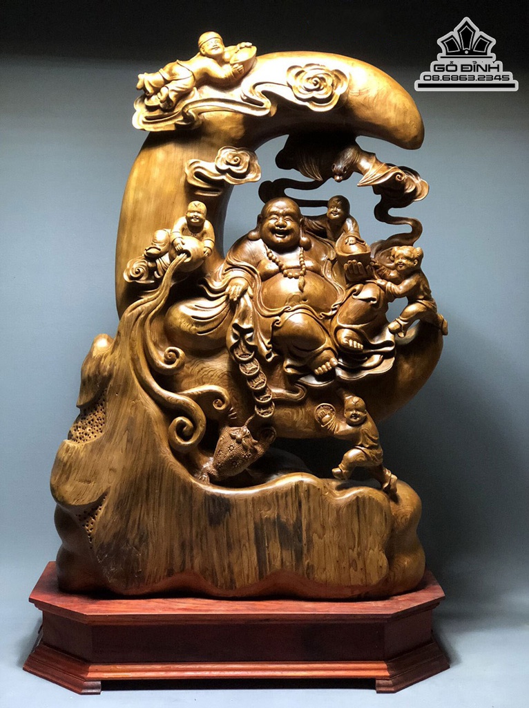 Tượng Phật Di  Lặc Ngũ Phúc Ngự Cung Trăng Cao 99 Ngang 60 Sâu 24 (cm) 4