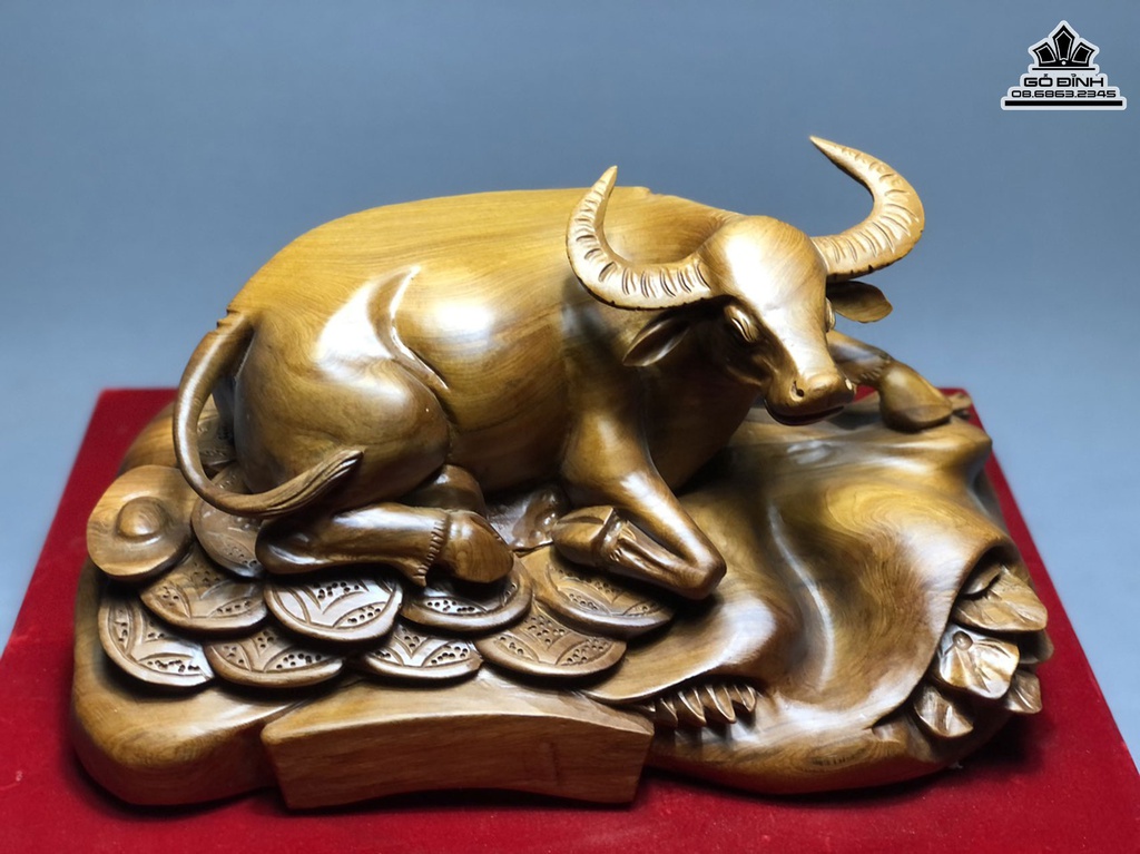 Tượng Trâu Tài Lộc Gỗ Ngọc Am Cao 22 Ngang 38 Sâu 20 (cm) 0