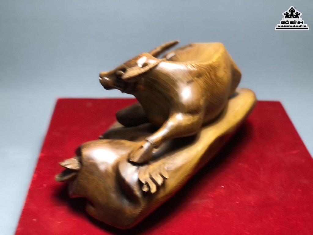 Tượng Trâu Tài Lộc Gỗ Ngọc Am Cao 22 Ngang 38 Sâu 20 (cm) 1