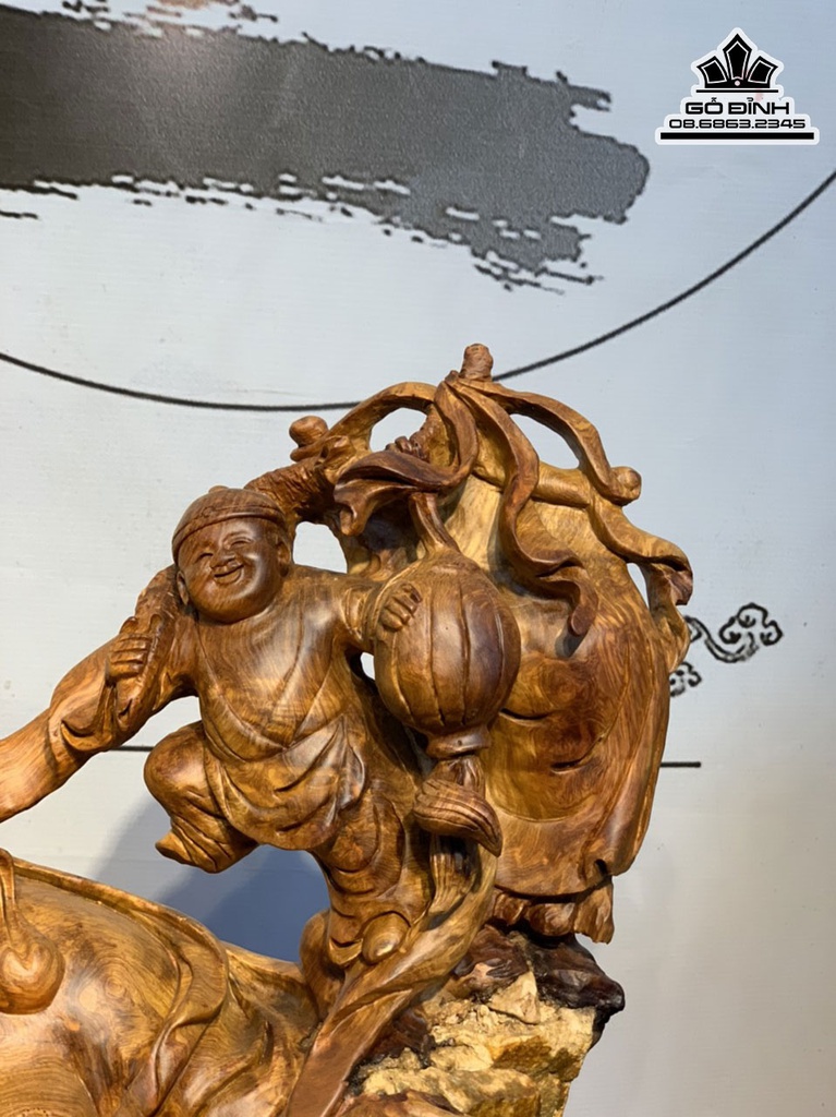 Tượng Phật Di Lặc Ngũ Phúc Gỗ Hương Ôm Đá Cao 51 Ngang 75 Sâu 40 (cm) 0