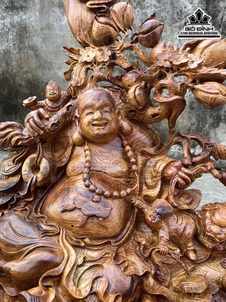 Tượng Phật Di Lặc Ngũ Phúc Gỗ Hương Cao 80 Ngang 80 Sâu 50 1
