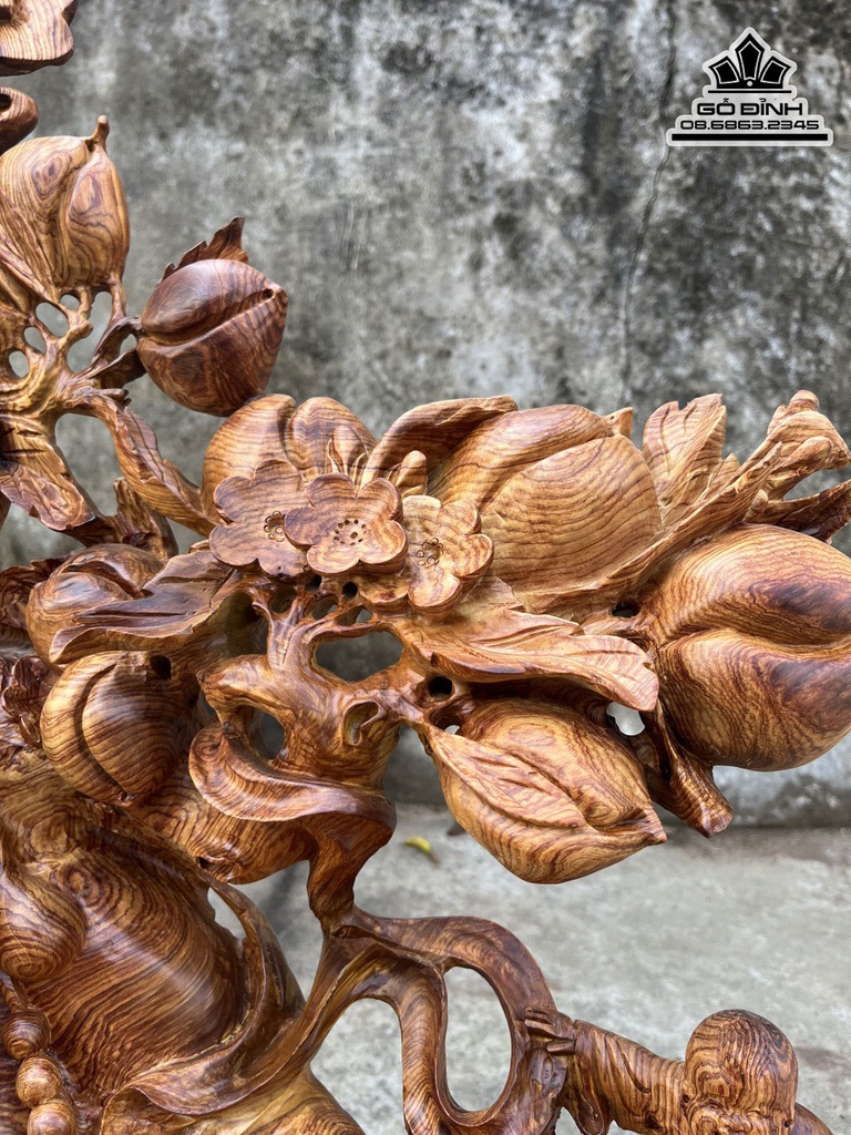 Tượng Phật Di Lặc Ngũ Phúc Gỗ Hương Cao 80 Ngang 80 Sâu 50 2