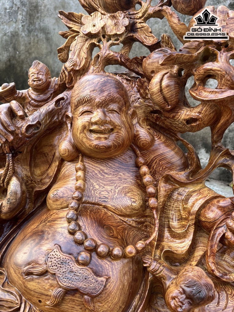 Tượng Phật Di Lặc Ngũ Phúc Gỗ Hương Cao 80 Ngang 80 Sâu 504
